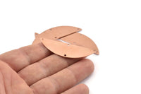 Semi Circle Blank, 6 Raw Copper Semi Circle Charms With 4 Holes, Stamping Blanks (51x15x0.70mm) M923