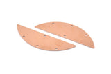 Semi Circle Blank, 6 Raw Copper Semi Circle Charms With 4 Holes, Stamping Blanks (51x15x0.70mm) M924
