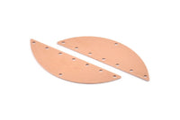Semi Circle Blank, 6 Raw Copper Half Moon Charms With 8 Holes, Stamping Blanks (51x15x0.70mm) M926