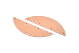 Semi Circle Blank, 6 Raw Copper Half Moon Charms With 8 Holes, Stamping Blanks (51x15x0.70mm) M926