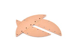 Semi Circle Blank, 6 Raw Copper Half Moon Charms With 8 Holes, Stamping Blanks (51x15x0.70mm) M926