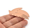 Semi Circle Blank, 6 Raw Copper Half Moon Charms With 8 Holes, Stamping Blanks (51x15x0.70mm) M926