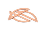 Semi Circle Blank, 6 Raw Copper Half Moon Charms With 2 Holes, Stamping Blanks (51x15x0.70mm) M898