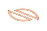 Semi Circle Blank, 6 Raw Copper Semi Circle Charms With 4 Holes, Stamping Blanks (51x15x0.70mm) M900