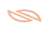 Semi Circle Blank, 6 Raw Copper Semi Circle Charms With 4 Holes, Stamping Blanks (51x15x0.70mm) M901