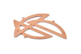 Semi Circle Blank, 6 Raw Copper Semi Circle Charms With 1 Loop And 1 Hole, Stamping Blanks (51x17x0.70mm) M889