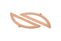 Semi Circle Blank, 6 Raw Copper Half Moon Charms With 1 Loop And 2 Holes, Stamping Blanks (51x17x0.70mm) M890