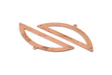 Semi Circle Blank, 6 Raw Copper Half Moon Charms With 1 Loop And 3 Holes, Stamping Blanks (51x17x0.70mm) M891