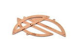 Semi Circle Blank, 6 Raw Copper Half Moon Charms With 1 Loop And 3 Holes, Stamping Blanks (51x17x0.70mm) M891