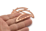 Semi Circle Blank, 6 Raw Copper Semi Circle Charms With 1 Loop And 7 Holes, Stamping Blanks (51x17x0.70mm) M893