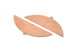Semi Circle Blank, 6 Raw Copper Semi Circle Charms With 1 Loop And 1 Hole, Stamping Blanks (51x17x0.70mm) M905