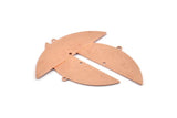 Semi Circle Blank, 6 Raw Copper Semi Circle Charms With 1 Loop And 1 Hole, Stamping Blanks (51x17x0.70mm) M905