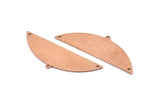 Semi Circle Blank, 6 Raw Copper Half Moon Charms With 1 Loop And 2 Holes, Stamping Blanks (51x17x0.70mm) M906