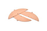 Semi Circle Blank, 6 Raw Copper Half Moon Charms With 1 Loop And 3 Holes, Stamping Blanks (51x17x0.70mm) M907