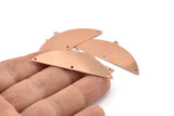 Semi Circle Blank, 6 Raw Copper Half Moon Charms With 1 Loop And 3 Holes, Stamping Blanks (51x17x0.70mm) M907