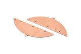 Semi Circle Blank, 6 Raw Copper Semi Circle Charms With 1 Loop And 7 Holes, Stamping Blanks (51x17x0.70mm) M909