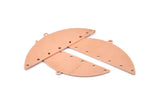 Semi Circle Blank, 6 Raw Copper Semi Circle Charms With 1 Loop And 7 Holes, Stamping Blanks (51x17x0.70mm) M909