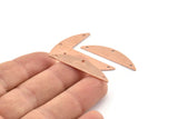 Semi Circle Blank, 6 Raw Copper Half Moon Charms With 3 Holes, Stamping Blanks (37x8x0.70mm) M914