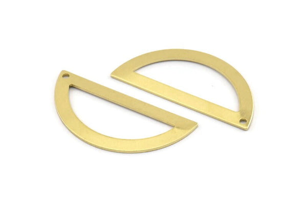 Semi Circle Charm, 8 Raw Brass Half Moon Charms With 1 Hole, Stamping Blanks (38x17x0.80mm) M956
