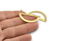 Semi Circle Charm, 8 Raw Brass Half Moon Charms With 1 Hole, Stamping Blanks (38x17x0.80mm) M956