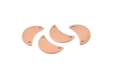 Copper Moon Charm, 10 Raw Copper Moon Charm With 2 Holes, Blanks, Findings (18x8.5x0.70mm) M958