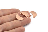 Copper Moon Charm, 10 Raw Copper Moon Charm With 2 Holes, Blanks, Findings (18x8.5x0.70mm) M958