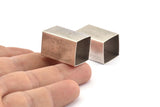 Silver Square Tubes, 6 Antique Silver Plated Brass Square Tubes (16x25mm) Bs 1525