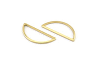 Brass Half Moon, 50 Raw Brass Semi Circle Connectors (10x23x1mm) A1701
