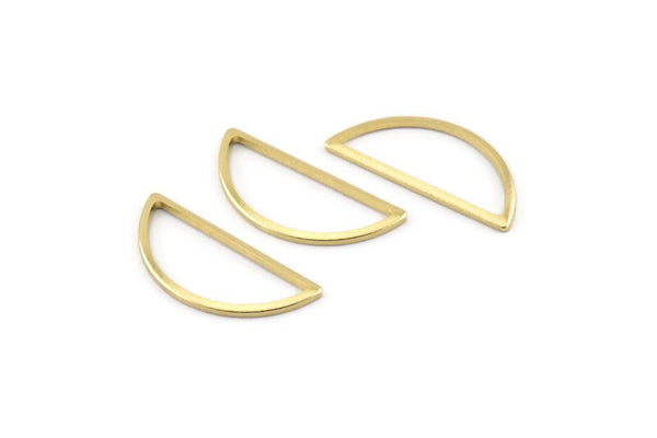 Brass Half Moon, 50 Raw Brass Semi Circle Connectors (10x23x1mm) A1701