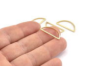 Brass Half Moon, 50 Raw Brass Semi Circle Connectors (10x23x1mm) A1701