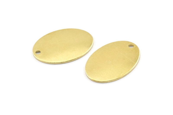 Brass Oval Charm, 24 Raw Brass Oval Charms With 1 Hole (24x17x1mm) A1579