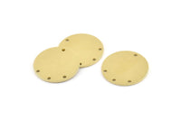 Brass Round Charm, 8 Raw Brass Round Charms With 4 Holes, Stamping Blanks (21x0.90mm) M969