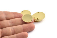 Brass Round Charm, 8 Raw Brass Round Charms With 4 Holes, Stamping Blanks (21x0.90mm) M969