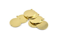 Brass Round Tag, 8 Raw Brass Round Charms With 1 Loop And 1 Hole, Blanks (21x23x0.90mm) M971