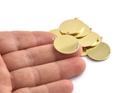 Brass Round Tag, 8 Raw Brass Round Charms With 1 Loop And 1 Hole, Blanks (21x23x0.90mm) M971