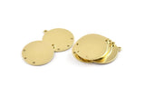 Brass Round Tag, 8 Raw Brass Round Charms With 1 Loop And 4 Holes, Blanks (21x23x0.90mm) M972