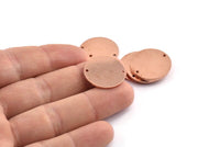 Bakır Yuvarlak Charm, 2 Delikli 8 Ham Bakır Yuvarlak Charm, Damgalama Boşlukları (21x0,90 mm) M964