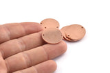 Bakır Yuvarlak Charm, 2 Delikli 8 Ham Bakır Yuvarlak Charm, Damgalama Boşlukları (21x0,90 mm) M964