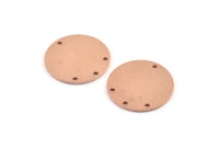 Bakır Yuvarlak Charm, 4 Delikli 8 Ham Bakır Yuvarlak Charm, Damgalama Boşlukları (21x0,90 mm) M965