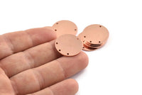 Bakır Yuvarlak Charm, 4 Delikli 8 Ham Bakır Yuvarlak Charm, Damgalama Boşlukları (21x0,90 mm) M965