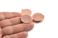 Copper Round Charm, 8 Raw Copper Round Charms With 1 Loop, Stamping Blanks (21x23x0.90mm) M959