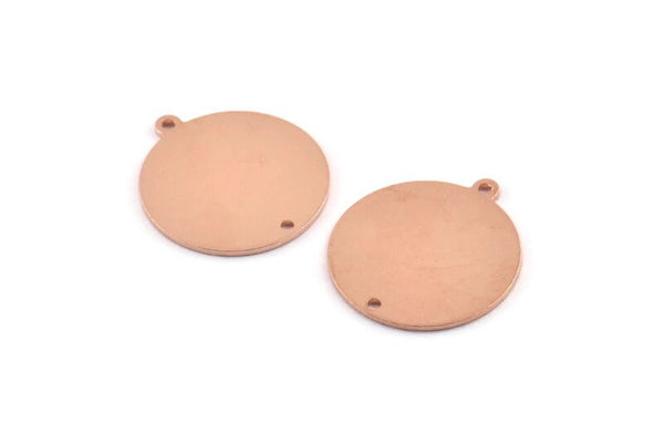 Bakır Yuvarlak Charm, 1 Döngü ve 1 Delikli 8 Ham Bakır Yuvarlak Charm, Damgalama Boşlukları (21x23x0,90 mm) M960