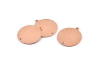 Copper Round Charm, 8 Raw Copper Round Charms With 1 Loop And 1 Hole, Stamping Blanks (21x23x0.90mm) M960