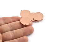 Bakır Yuvarlak Charm, 1 Döngü ve 3 Delikli 8 Ham Bakır Yuvarlak Charm, Damgalama Boşlukları (21x23x0,90 mm) M961