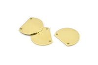 Semi Circle Charm, 12 Raw Brass Half Moon Blanks With 2 Holes (18x14x0.90mm) M984