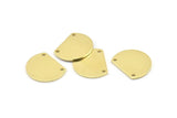 Semi Circle Charm, 12 Raw Brass Half Moon Blanks With 2 Holes (18x14x0.90mm) M984