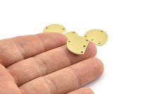 Semi Circle Charm, 12 Raw Brass Half Moon Blanks With 4 Holes (18x14x0.90mm) M988