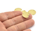 Semi Circle Charm, 12 Raw Brass Half Moon Blanks With 4 Holes (18x14x0.90mm) M988
