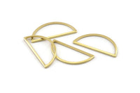 Brass Half Moon, 25 Raw Brass Semi Circle Connectors (12x26x1mm) A1709