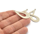 Silver Drop Charm, 6 Antique Silver Plated Brass Drop Charms With 1 Loop, Earrings, Findings (35x15x0.80mm) D1128